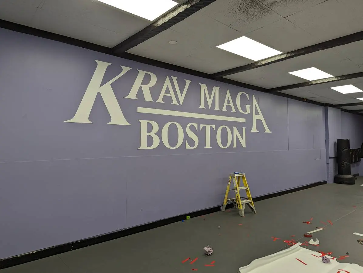 Large completed Krav Maga Boston wall graphic